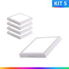 Kit 5 Luminária Painel Plafon Led 25W Quadrado Redondo Alumínio Sobrepor