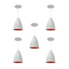 Kit 5 Luminária Pendente Bala Nova Com Interior Vermelho Com Fiação 110/220v