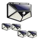 Kit 5 Luminária Solar 100 Led Prova Dágua Refletor Jardim