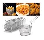 Kit 5 Mini Cesto Em Inox Batata Frita Porções Frango Churros 14x11x7 Servir Fritura Petiscos