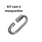 Kit 5 Mosquetão Oval Trava Rosca Alto Desempenho Esportes/Trabalho 10x92 1000kg