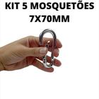 Kit 5 Mosquetão Resistente Segurança Galvanizado Esporte Trabalho 7x70mm 180kg - BELENUS