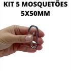 Kit 5 Mosquetão Segurança Trava Simples Galvanizado Esporte Trabalho 5x50mm 100kg