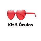 Kit 5 Óculos Coração Transparente Adulto Festa Harry Styles