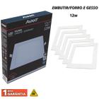 Kit 5 painel led aluminio embutir quadrado 12w avant