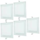 Kit 5 Painel Plafon Embutir Led 18W Slim Quadrado 22X22 Autovolt Luminária Teto Forro Pvc Gesso Quarto Sala Cozinha