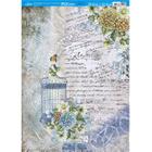 Kit 5 Papel Decoupage Flores, Gaiola e Textos Pdz-024 24,5x33cm Litoarte