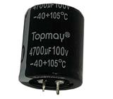 Kit 5 pçs - capacitor eletrolitico 4700x100v - 4700uf x 100v - TOPMAY