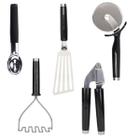 Kit 5 peças utensilios para cozinha inox preto kitchenaid