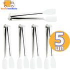 Kit 5 Pegador De Frios Pinça Inox Universal Multiuso Para Petisco Doces Gelo Bar Restaurante Cafeter