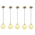 Kit 5 Pendente Lavabo Globo Vidro Branco Ø12Cm Dourado Zan14