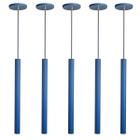 Kit 5 Pendente Luminária Tubo Azul 50 Cm - AZ Casa Decor