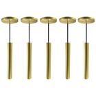 Kit 5 Pendente Luminária Tubo Dourado Escovado 30 Cm + Led