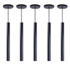 kit 5 Pendente Tubo Preto 40 Cm + Lâmpada LED Branco Frio - AZ Casa Decor