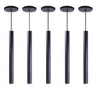 Kit 5 Pendente Tubo Preto 40 Cm + Lâmpada LED Branco Neutro - AZ Casa Decor