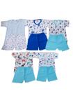 Kit 5 pijamas 100% algodão menino azul atacado