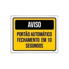 Kit 5 Placa Aviso Portão Automático Amarelo 10 Segundos