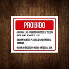 Kit 5 Placa Proibido Lixo Objetos Pessoas Barulho