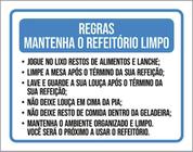 Kit 5 Placa Regras Mantenha Refeitório Limpo Lixo Limpe36X46