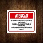 Kit 5 Placa Sinalização - Atenção Muro Meu Terreno