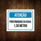 Kit 5 Placa Sinalização - Atenção Profundidade 1,36 Metros