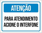 Kit 5 Placas Atenção Atendimento Acione Interfone