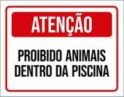 Kit 5 Placas Atenção Proibido Animais Dentro Da Piscina