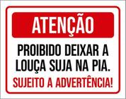 Kit 5 Placas Atenção Proibido Deixar Louça Suja Pia