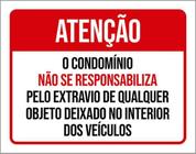 Kit 5 Placas Aviso Condomínio Não Se Responsabiliza Extravio