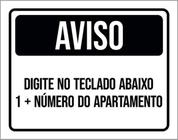 Kit 5 Placas Aviso Digita Teclado Abaixo Número Apto 36X46