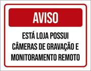 Kit 5 Placas Aviso Loja Possui Câmeras Gravação Remoto 36X46