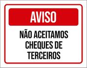 Kit 5 Placas Aviso Não Aceitamos Cheques De Terceiros 36X46