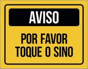 Kit 5 Placas Aviso Por Favor Toque Sino Amarela 36X46