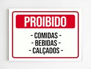 kit 5 Placas aviso proibido comida bebida calçados piscina