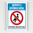 kit 5 Placas aviso respeite a distancia social não sente - Mago das Camisas