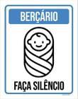 Kit 5 Placas Berçario Faça Silêncio Azul Ícone 36X46