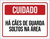 Kit 5 Placas Cuidado Cães Guarda Soltos Área 36X46