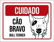 Kit 5 Placas Cuidado Cão Bravo Bull Terrier 36X46