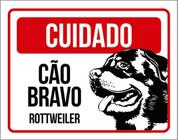 Kit 5 Placas Cuidado Cão Bravo Rottweiler 36X46