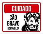 Kit 5 Placas Cuidado Cão Bravo Rottweiler Pb 36X46