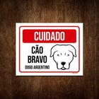 Kit 5 Placas Cuidado Cão Cachorro Bravo Dogo Argentino