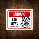 Kit 5 Placas Cuidado Cão Cachorro Bravo Pastor Alemão