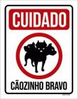 Kit 5 Placas Cuidado Cãozinho 3 Cabeças Bravo 36X46