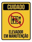 Kit 5 Placas Cuidado Elevador Manutenção Amarela Ícone 36X46