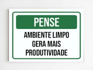 kit 5 Placas de aviso ambiente limpo gera mais produtividade - Mago das Camisas