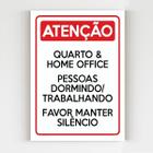 kit 5 Placas de aviso quarto e home office manter silêncio - Mago das Camisas