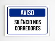 Kit 5 Placas de sinalização aviso silêncio nos corredores