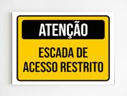 kit 5 placas de sinalização escada de acesso restrito mdf - genérico