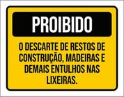 Kit 5 Placas De Sinalização - Proibido Descarte Construção