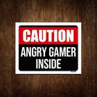 Kit 5 Placas Decorativa - Caution Angry Gamer Inside